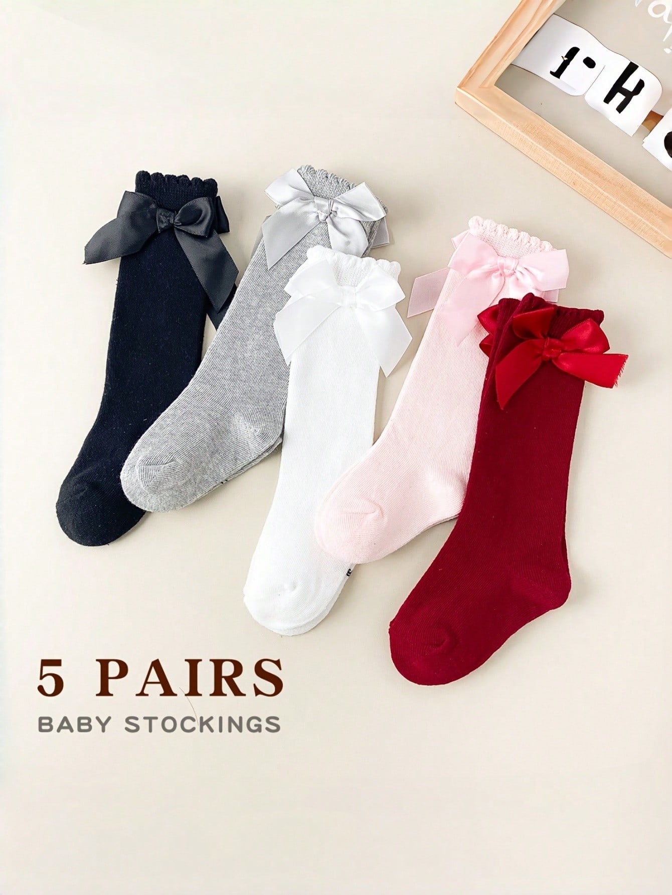 1/5 Pairs Baby Girls Bow Knee  – Baby Sock Oximeter Bewertung und Preis